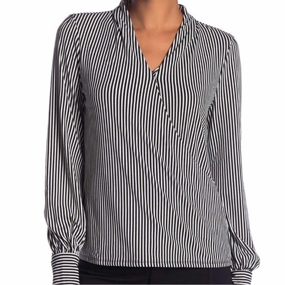 Adrianna Pepell Black and White Striped Blouse Size Medium - Picture 1 of 9
